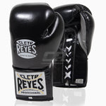 Boxhandschuhe Cleto Reyes Professionelle CB2 Schwarz-Silber mit Schnürsenkeln