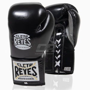 Boxhandschuhe Cleto Reyes Professionelle CB2 Schwarz-Silber mit Schnürsenkeln