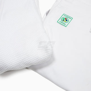 Weißer Judogi Adidas J730 Champion III IJF ohne Streifen