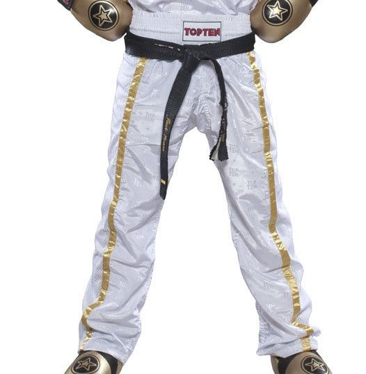 Bay Netz Gewebe Kickboxhose (M - 170, Schwarz/Gold