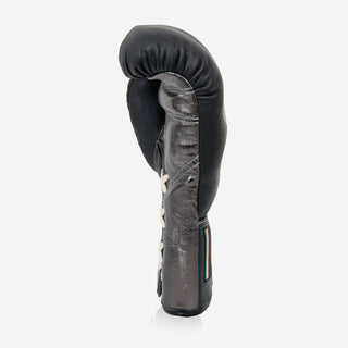 Boxhandschuhe Di Nardo mit Schnürsenkel 12 Oz Schwarz-dunkelsilber-Combat Arena