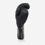 Boxhandschuhe Di Nardo mit Schnürsenkel 12 Oz Schwarz-dunkelsilber-Combat Arena