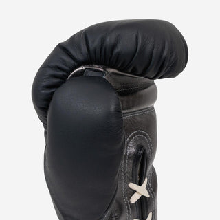 Boxhandschuhe Di Nardo mit Schnürsenkel 12 Oz Schwarz-dunkelsilber-Combat Arena