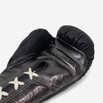 Boxhandschuhe Di Nardo mit Schnürsenkel 12 Oz Schwarz-dunkelsilber-Combat Arena
