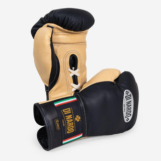 Boxhandschuhe Di Nardo mit Schnürsenkel 12 Oz Schwarz-Sand-Combat Arena