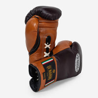 Boxhandschuhe Di Nardo mit Schnürsenkel 14 Oz Burgunder-Cognac-Combat Arena