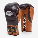 Boxhandschuhe Di Nardo mit Schnürsenkel 16 Oz Burgund-Cognac-Combat Arena