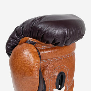 Boxhandschuhe Di Nardo mit Schnürsenkel 16 Oz Burgund-Cognac-Combat Arena