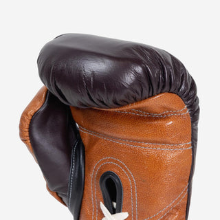 Boxhandschuhe Di Nardo mit Schnürsenkel 16 Oz Burgund-Cognac-Combat Arena