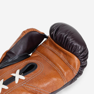 Boxhandschuhe Di Nardo mit Schnürsenkel 16 Oz Burgund-Cognac-Combat Arena