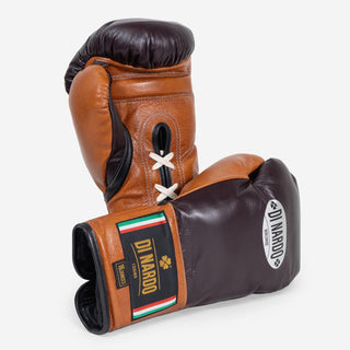 Boxhandschuhe Di Nardo mit Schnürsenkel 16 Oz Burgund-Cognac-Combat Arena