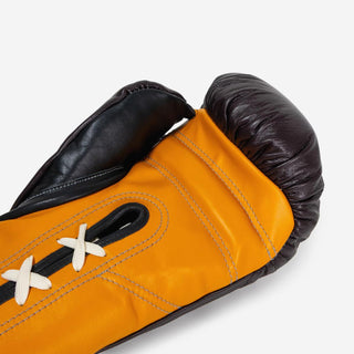 Boxhandschuhe Di Nardo mit Schnürsenkel 16 Oz Burgund-gelb-Combat Arena
