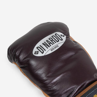 Boxhandschuhe Di Nardo mit Klettverschluss 12 Oz Burgunder-Cognac-Vintage-Combat Arena