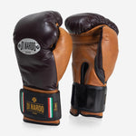Boxhandschuhe Di Nardo mit Klettverschluss 12 Oz Burgunder-Cognac-Vintage-Combat Arena