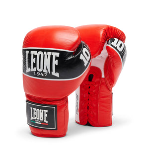 Boxhandschuhe Leone Shock Pro mit Schnürsenkeln GN057L Rot 