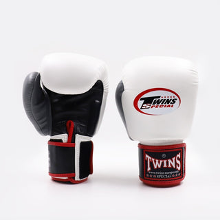 Muay Thai Handschuhe Twins Special BGVL3 Schwarz-Weiß-Grau-Combat Arena