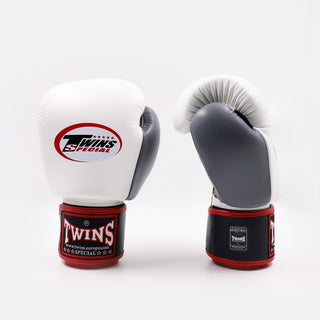 Muay Thai Handschuhe Twins Special BGVL3 Schwarz-Weiß-Grau-Combat Arena