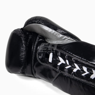 Boxhandschuhe Cleto Reyes Professional CB2 Schwarz-Silber mit Schnürsenkeln