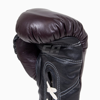 Boxhandschuhe Di Nardo mit Schnürsenkeln Burgund-Schwarz 14 oz 
