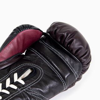 Boxhandschuhe Di Nardo mit Schnürsenkeln Burgunder Schwarz 
