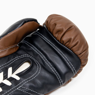 Boxhandschuhe Di Nardo mit Schnürsenkeln Braun Schwarz 10 Oz 