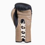 Boxhandschuhe Di Nardo mit Schnürsenkeln Schwarz-Beige 12 oz 