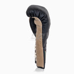 Boxhandschuhe Di Nardo mit Schnürsenkeln Schwarz-Beige 12 oz 