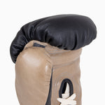 Boxhandschuhe Di Nardo mit Schnürsenkeln Schwarz-Beige 12 oz 