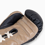 Boxhandschuhe Di Nardo mit Schnürsenkeln Schwarz-Beige 12 oz 