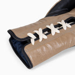 Boxhandschuhe Di Nardo mit Schnürsenkeln Schwarz-Beige 12 oz 