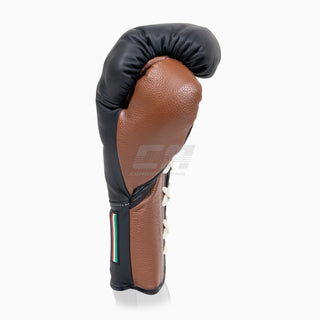 Boxhandschuhe Di Nardo mit Schnürsenkeln Schwarz-Braun 16 oz 