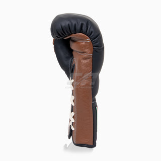 Boxhandschuhe Di Nardo mit Schnürsenkeln Schwarz-Braun 16 oz 