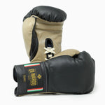 Boxhandschuhe Di Nardo mit schwarz-beigen Schnürsenkeln 12 oz