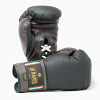 Boxhandschuhe Di Nardo mit schwarz-burgundroten Schnürsenkeln 14 oz