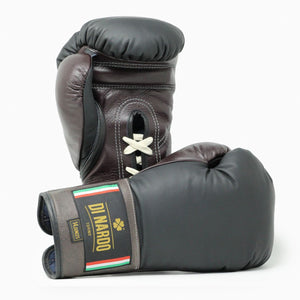 Boxhandschuhe Di Nardo mit schwarz-burgundroten Schnürsenkeln 14 oz