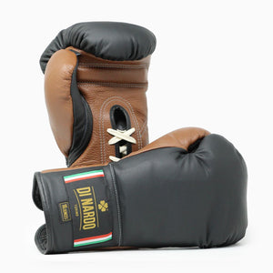 Boxhandschuhe Di Nardo mit schwarz-braunen Schnürsenkeln 16 oz
