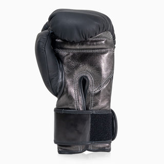 Boxhandschuhe Di Nardo mit Klettverschluss 12 Oz Schwarz-dunkelsilber-Combat Arena