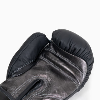 Boxhandschuhe Di Nardo mit Klettverschluss 12 Oz Schwarz-dunkelsilber-Combat Arena