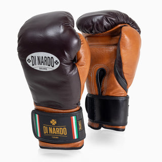Boxhandschuhe Di Nardo mit Klettverschluss 14 Oz Burgund-Cognac 