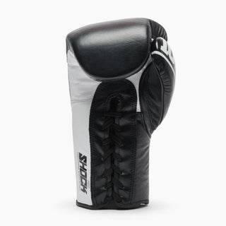 Boxhandschuhe Leone Shock Pro mit Schnürsenkeln GN057L Schwarz 