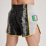 Pantaloncini kick-thai Leone IUTER Barbed Wire AB05IU Nero-Combat Arena