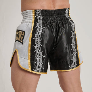Pantaloncini kick-thai Leone IUTER Barbed Wire AB05IU Nero-Combat Arena