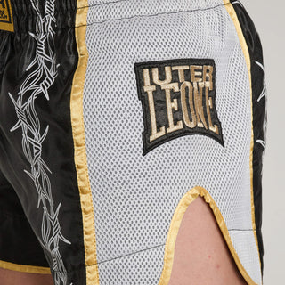 Pantaloncini kick-thai Leone IUTER Barbed Wire AB05IU Nero-Combat Arena