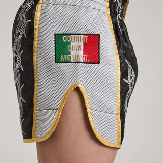 Pantaloncini kick-thai Leone IUTER Barbed Wire AB05IU Nero-Combat Arena