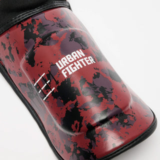 Schienbeinschoner Leone Urban Fighter PT118 Rot-schwarz Tarn-Combat Arena