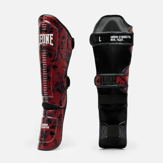 Schienbeinschoner Leone Urban Fighter PT118 Rot-schwarz Tarn-Combat Arena