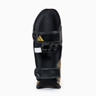 Schienbeinschoner mit Fußschutz Adidas Pro Kickboxen WAKO Schwarz-Gold 